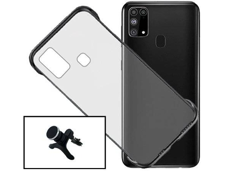 Carcasa + Soporte Samsung Galaxy M31 PHONECARE Invisible Bumper Transparente, Negro