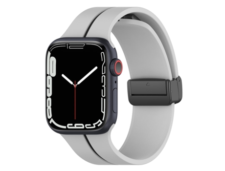Correa de reloj inteligente de silicona con hebilla plegable de dos colores para Apple Watch 3 38 mm (gris claro + negro)