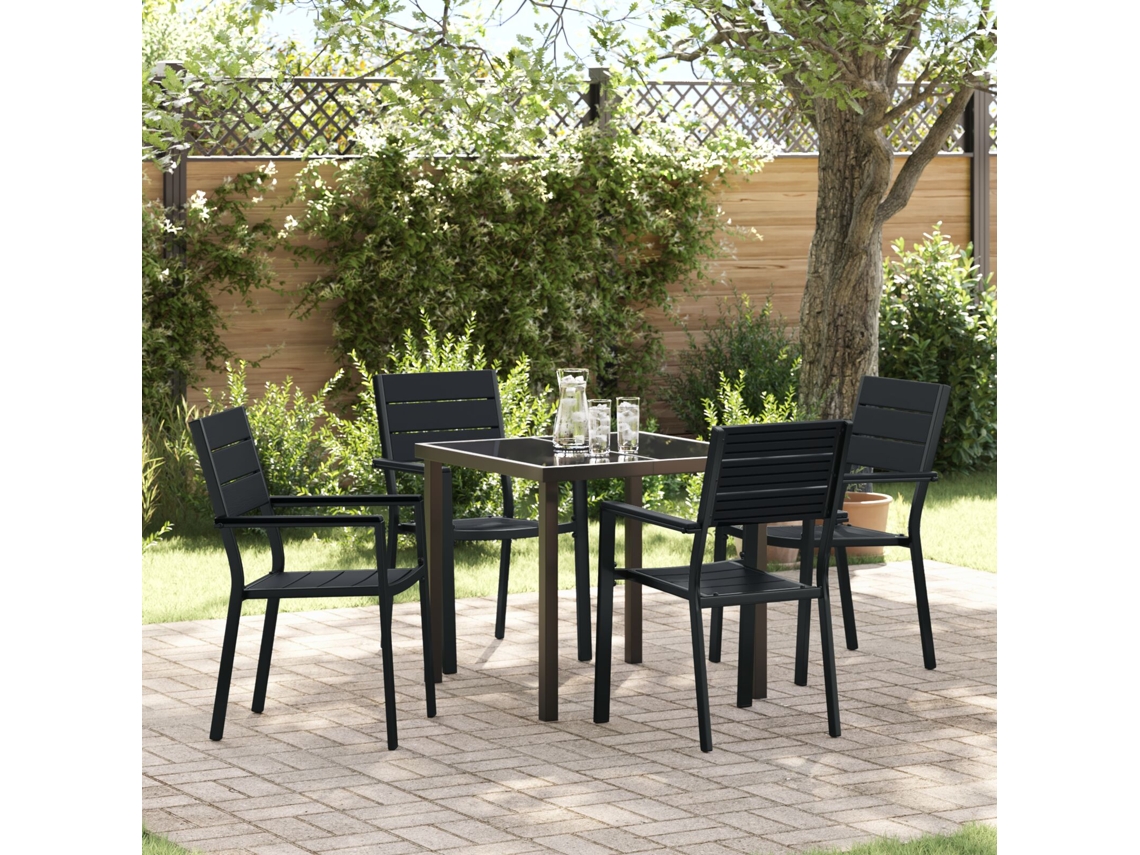 Juego de vajilla de 5 piezas de HDPE negro Lovely Home