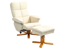 Sillón Relax, Reposapiés, Giratorio, 86x80x99cm, Crema