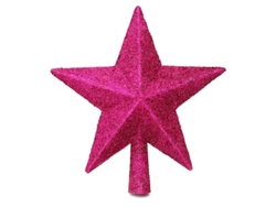 Adorno navideño con forma de estrella rosa brillante para árbol de Navidad, ideal para una decoración festiva y creativa.