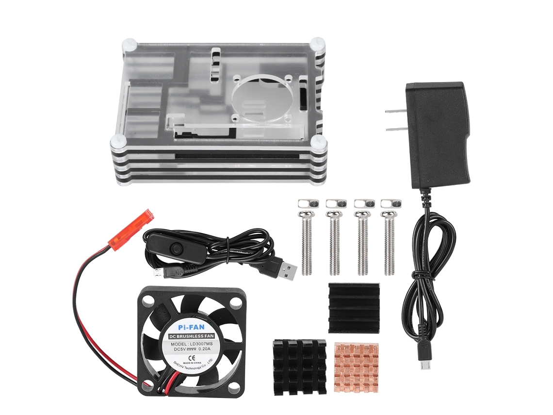 Caja De Enclosure Protectora De Acrílico Con Disipador De Calor Y Ventilador Para Raspberry Pi 3 B+