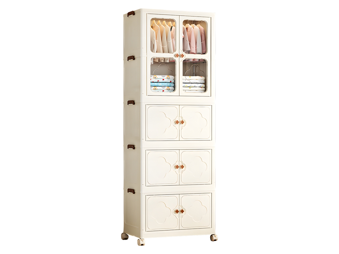 Armario plegable Seven Comfort con ruedas, 1 armario y 3 unidades de almacenamiento