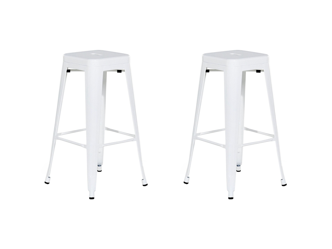 Conjunto de 2 sillas de bar BELIANI Cabrillo de Acero Blanco 30x36x76