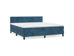 Maison Exclusive - Cama Box Spring Con Colchón Terciopelo Azul Oscuro 180x200 Cm