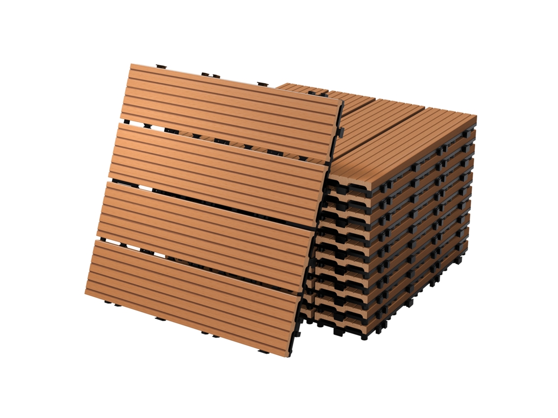 Ecd Germany Baldosas De Patio Wpc De 30x30 Cm 22 Piezas Por 2m² Marrón Claro