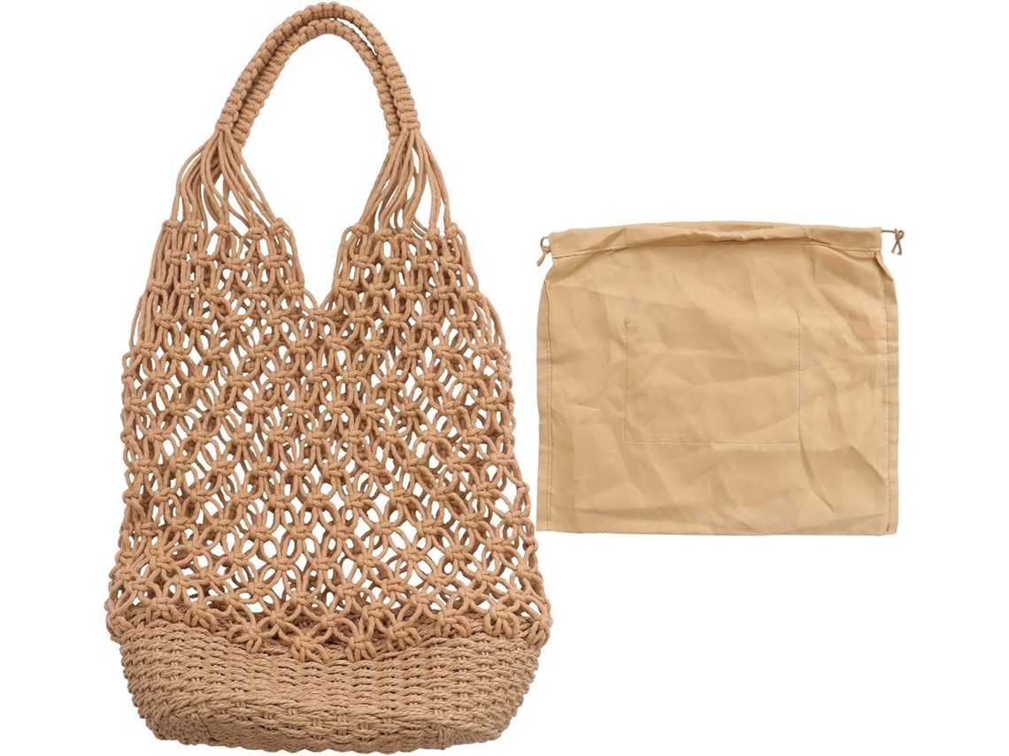 Bolso De Playa Vintage Para Mujer, Estilo Fardo De Paja De Algodón Tejido, Ligero Y Duradero.