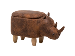 Divertido puf en forma de animal BELIANI Rhino de Piel sintética Marrón 60x32x35