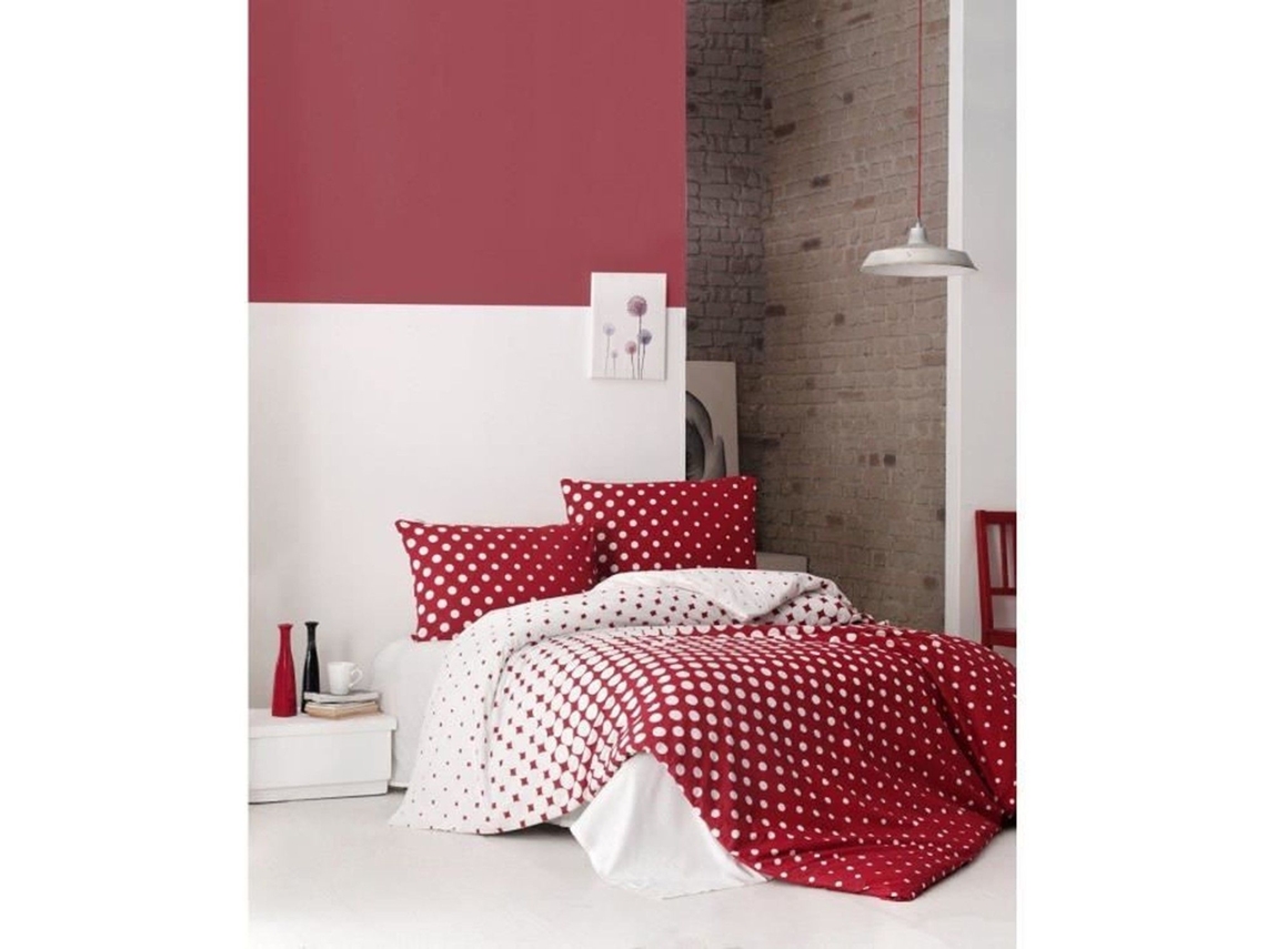 Juego De Cama - Funda Nórdica 220 X 240 + 2 Fundas De Almohada 60 X 60 De Algodón Reforzado - Rojo