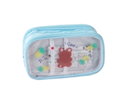 Estuche Para Lápices, Bolsa, Lindo Estuche De Dibujos Animados, Gran Capacidad, Minimalista, Transparente, Bolsa De Papelería, Azul