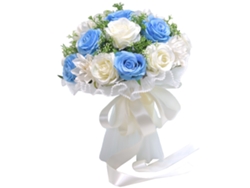 Ramo de novia con rosas artificiales, estilo nórdico, jardín/bosque