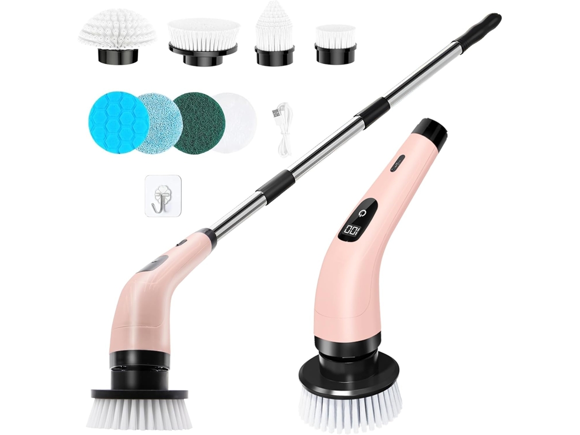 Cepillo De Limpieza Eléctrico Con Pantalla Led, 2 Velocidades Ajustables/8 Cabezales De Cepillo Reemplazables (rosa) Gertiz