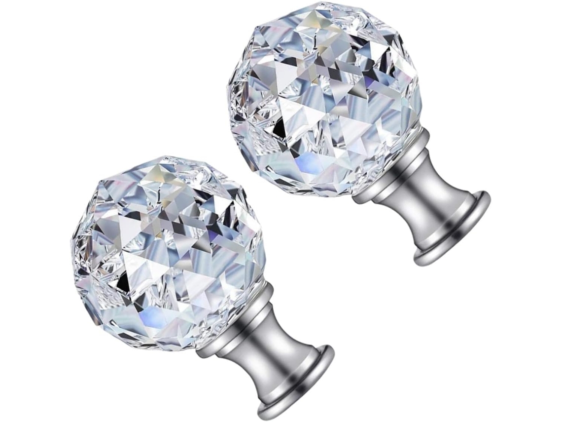 2 Piezas Remates Lámpara Cristal Transparente Perillas