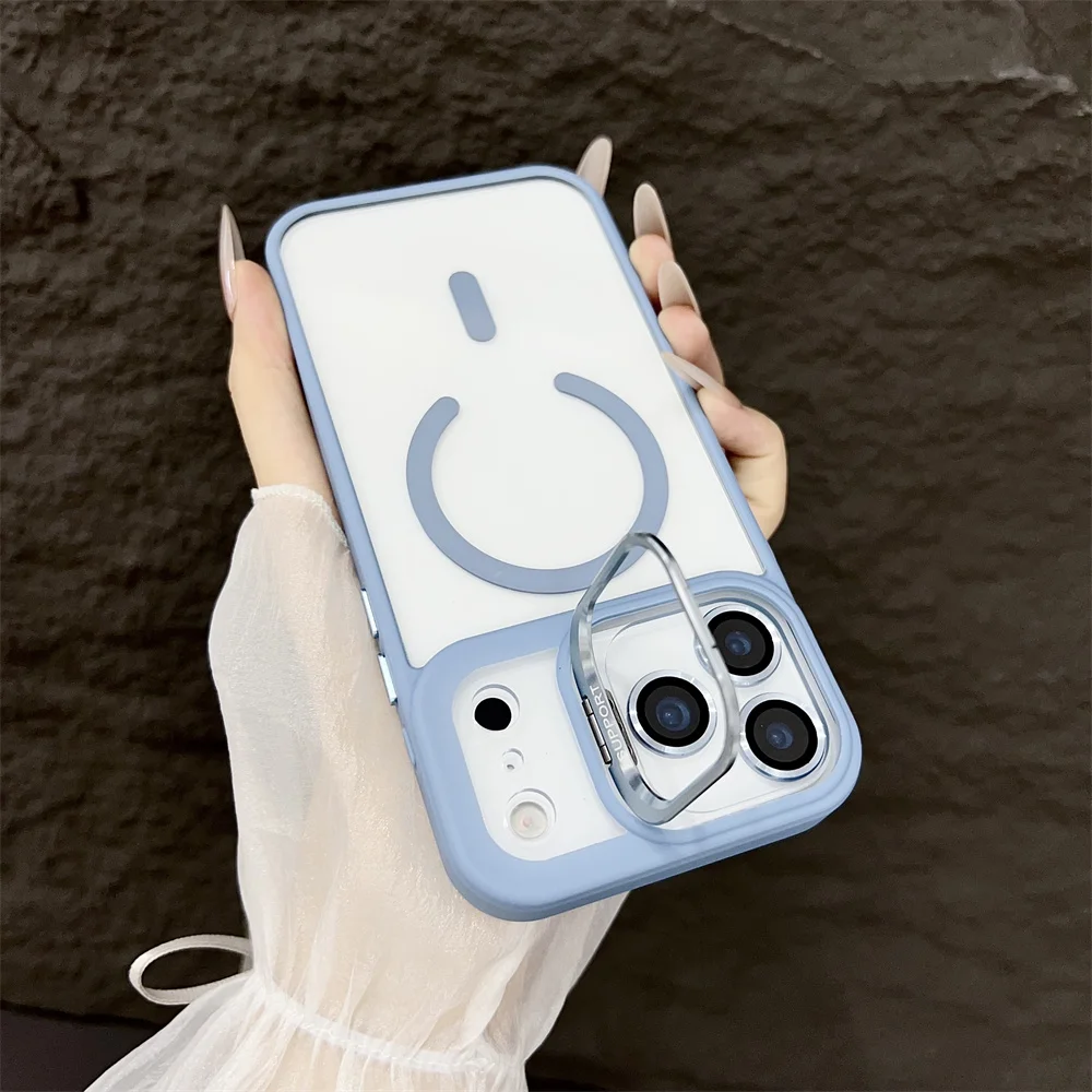 (iphone 12, Azul Claro) Funda Con Soporte Magnético Magsafe Para Iphone, Compatible Con Carga Inalámbrica.