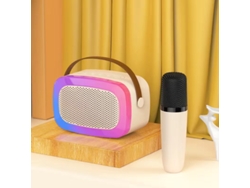 Micrófonos semi-inalámbricos profesionales con altavoces Bluetooth para juegos, karaoke y karaoke (beige)