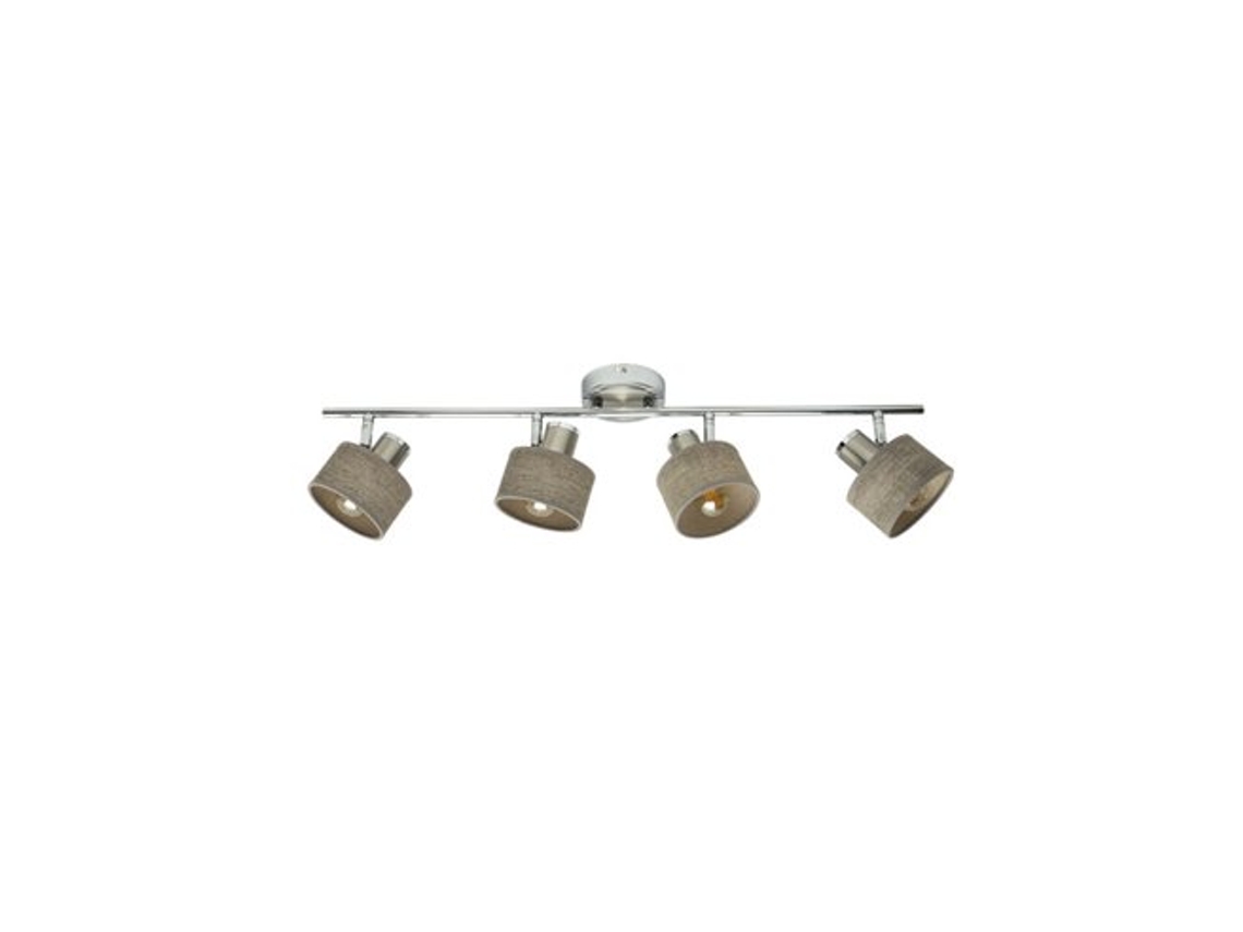 Focos orientables Nando Strip 4x14 en cromo níquel/madera gris 16x73x10 cm Fabrilamp