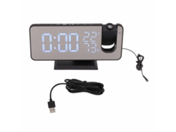2026-reloj Despertador Led Digital Con Proyección Y Radio Fm Para Dormitorio Negro