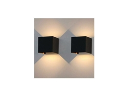 KOFIHETY 2 Luces de Pared LED 12W, Luces de Exterior/Interior IP65, 1020lm, Iluminación de Pared con Ángulo Ajustable, Negro [Clase Energética G]