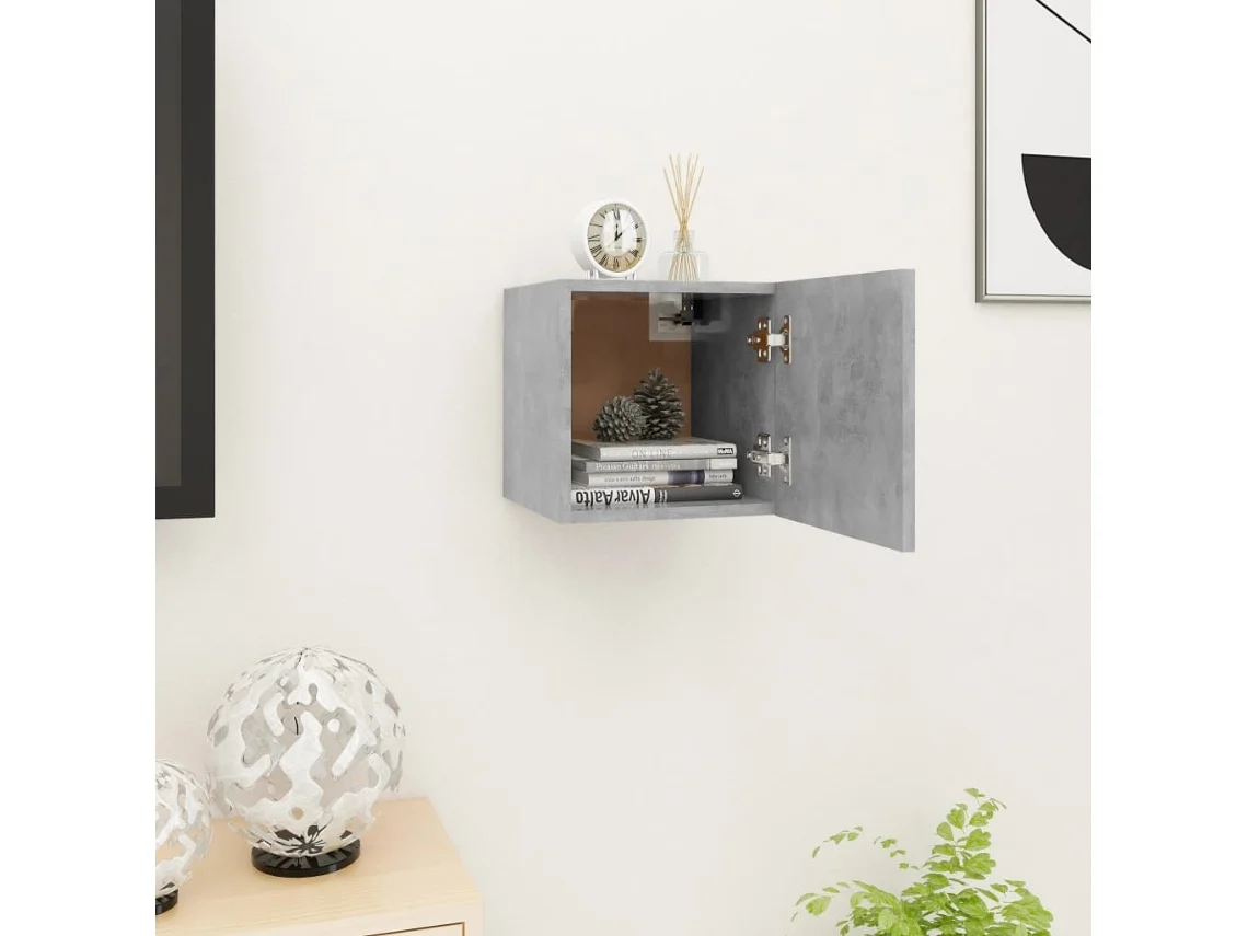 Mueble de Armario Tv de Pared 30,5X30X30 Cm Gris Cemento