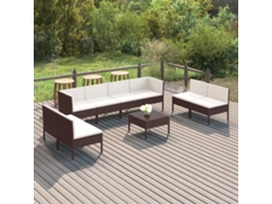 Conjunto de jardín de 9 piezas con cojines de mimbre marrón DKD Home Decor