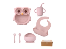 Conjunto de Loiça Infantil em Silicone, Formato de Coruja.rosa CZHHMART