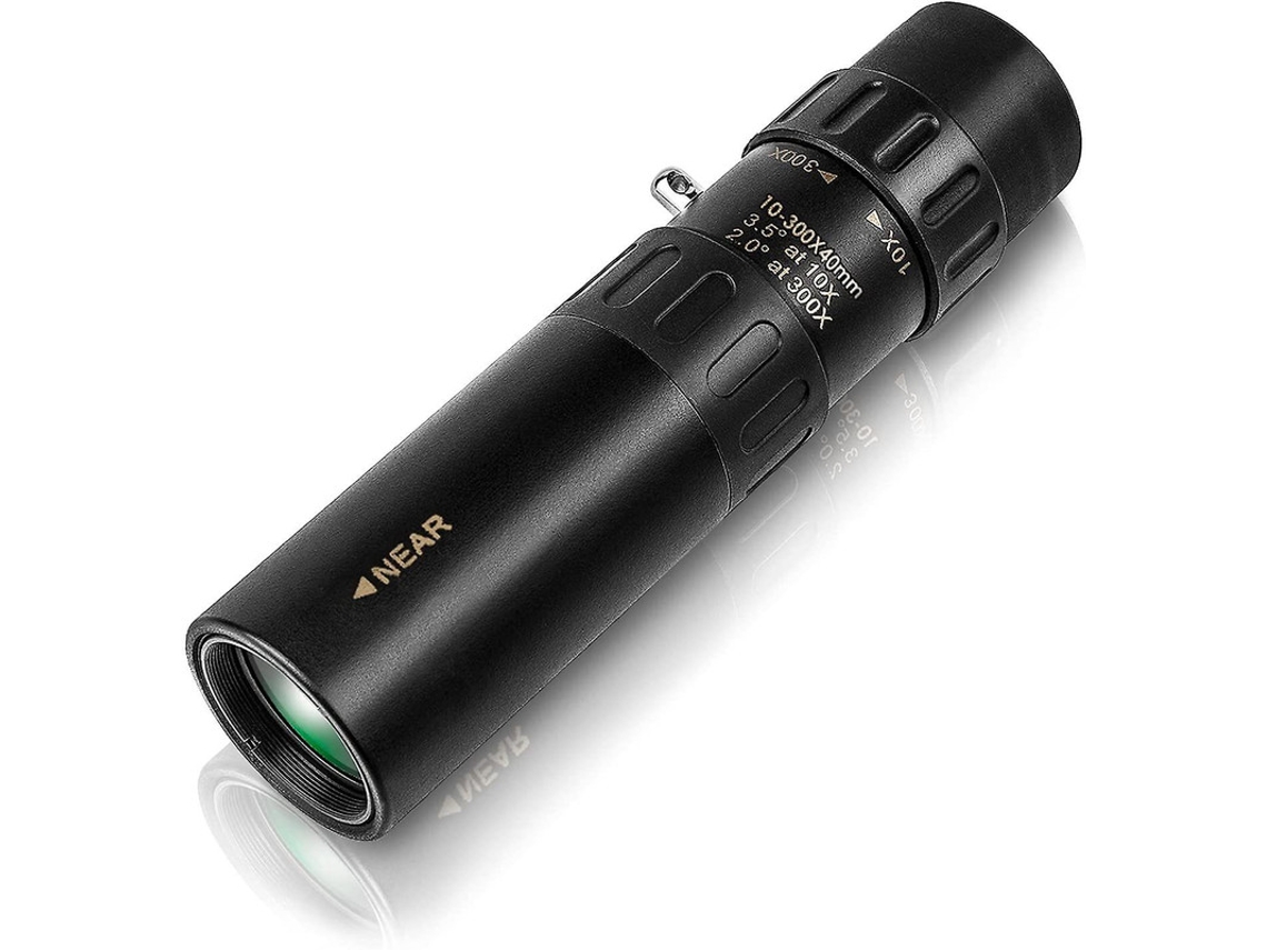Telescopio monocular 10x300x40 mm Bak4 FMC IP68 con baja visión nocturna, compacto, para observación de aves y fauna silvestre, color negro.