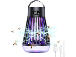 Lámpara antimosquitos 2 en 1, portátil, recargable, eléctrica, ideal para acampar al aire libre (Gertiz, color negro)