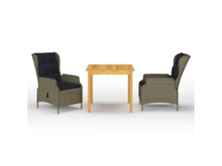Conjunto de comedor de jardín de 3 piezas DKD Home Decor marrón