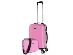 Maleta Abs Pequeña ITACA Sevron rosa (38X55x20 Cm - 38L)