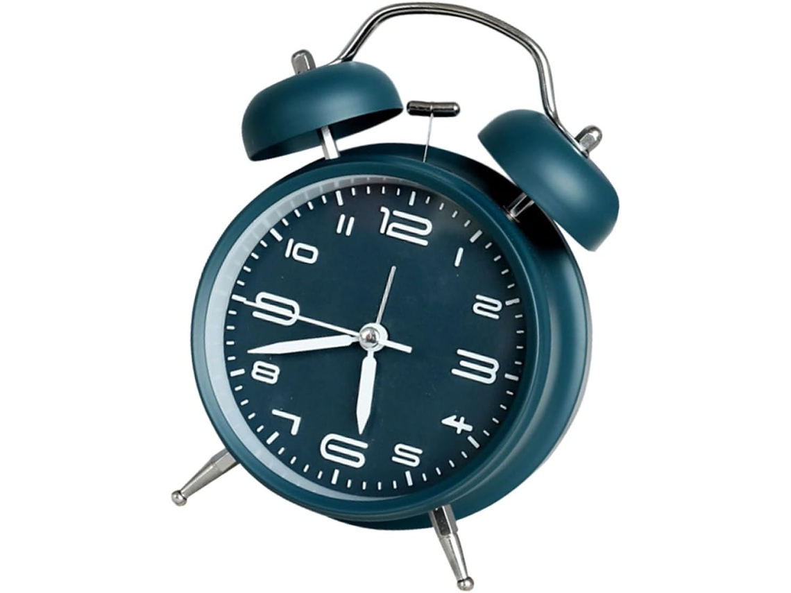 Reloj Despertador De Metal Para Dormitorio, Diseño Azul.