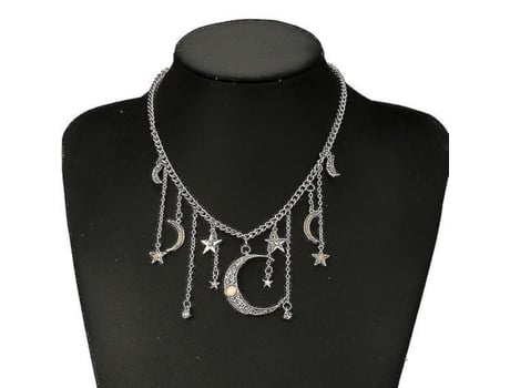 Colgante de la luna de la estrella de cristal bohemio para mujeres collar joyas de fiesta