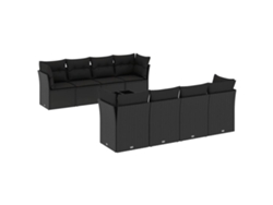 Maison Exclusive - Set De Sofás De Jardín 8 Piezas Y Cojines Ratán Sintético Negro