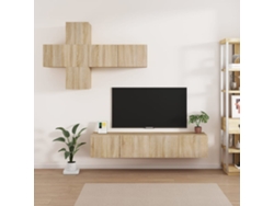 Pack Muebles de Armario Tv 7 Pzs Madera Procesada Roble Sonoma