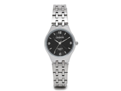 Reloj De Pulsera Para Pareja De Acero Inoxidable Para Mujer Con Esfera Redonda (plateado Y Negro)