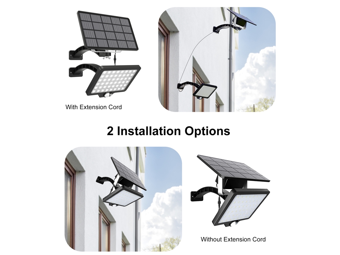 Yncm2026-lámpara Solar Exterior 48led Con Sensor De Movimiento Panel Separado Dusk-to-dawn Para Garage Jardín