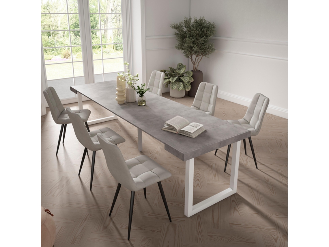 Mesa Consola extensible 300 Para 14 comensales Patas madera maciza Cemento
