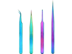 Kit De Pinzas Antiestáticas De Acero Inoxidable Rainbow Con 4 Piezas Para Extensiones De Pestañas Y Precisión Facial.