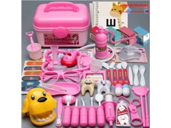 Set de juego de simulación con instrumentos médicos como un estetoscopio y una jeringa. Mdug (rosa, 60 piezas)