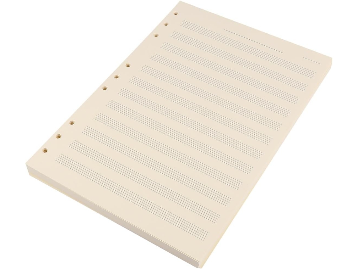 Papel de recambio para partituras musicales, 100 hojas, 2 mm de grosor, 12 líneas, hojas blancas sueltas para...