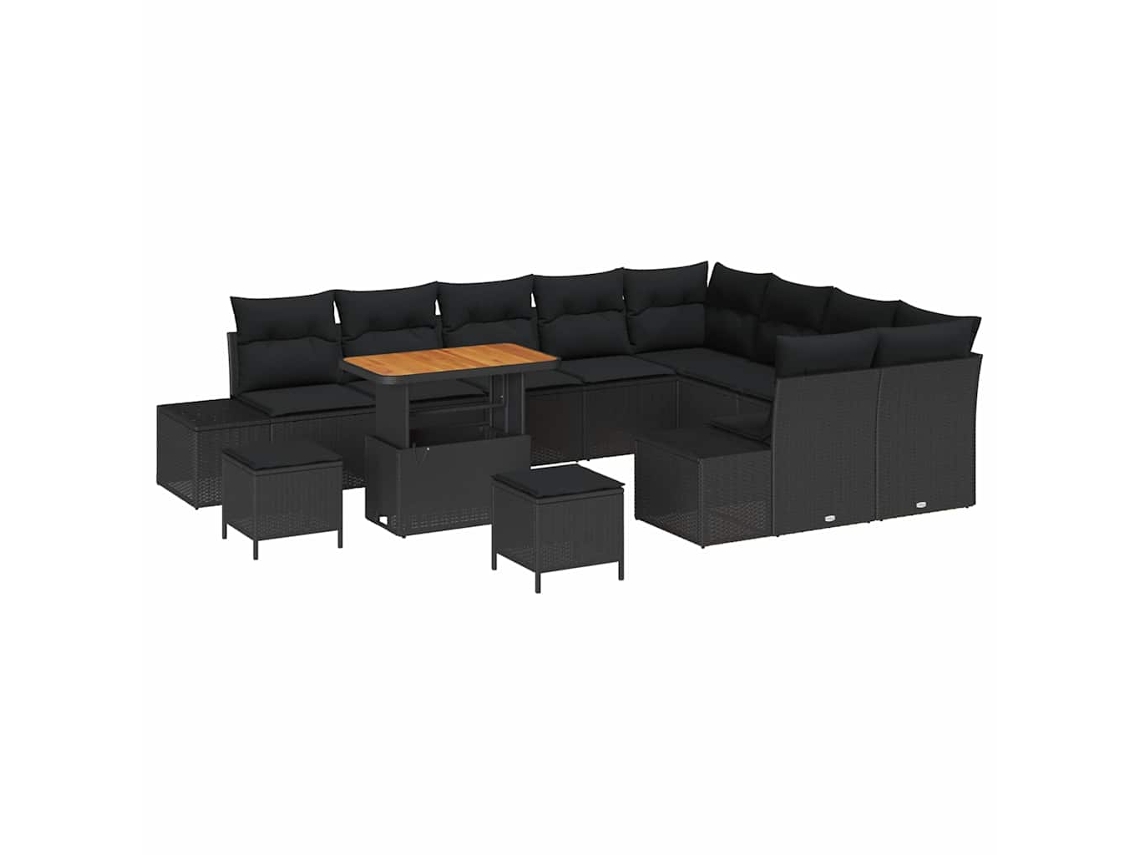 Maison Exclusive - Juego de sofás de jardín de ratán sintético negro de 12 piezas