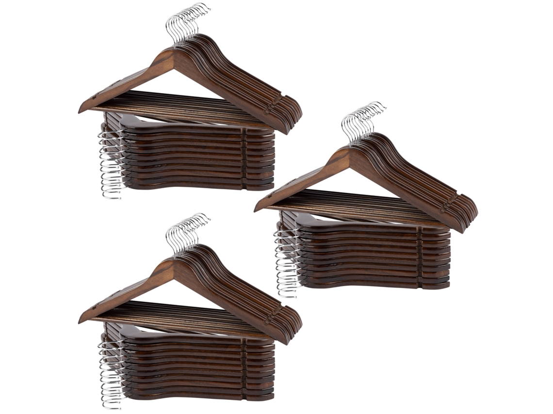 Max Home Pack 60 Perchas De Madera Color Marrón