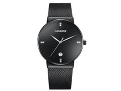 Reloj de cuarzo Cagarny 6817 resistente al agua con esfera redonda y caja de aleación, reloj de moda con correa de acero Hengrongshen
