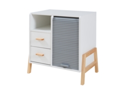 Aparador Kvaefjord con 1 puerta de tambor, 66 x 60 x 40 cm, blanco/gris. [EN.CASA]