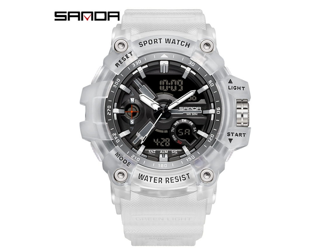Reloj Despertador Electrónico Multifuncional De Moda (blanco Transparente) Con Acabado Luminoso, Resistente Al Agua Y A Los Golpes.