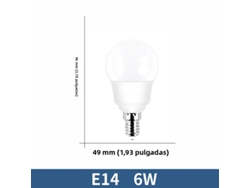 (luz Natural 6w Base Rosca E14) 6 Bombillas Led, De Alta Eficiencia Y Bajo Consumo, Con Una Vida Útil De Hasta 50.000 Horas.