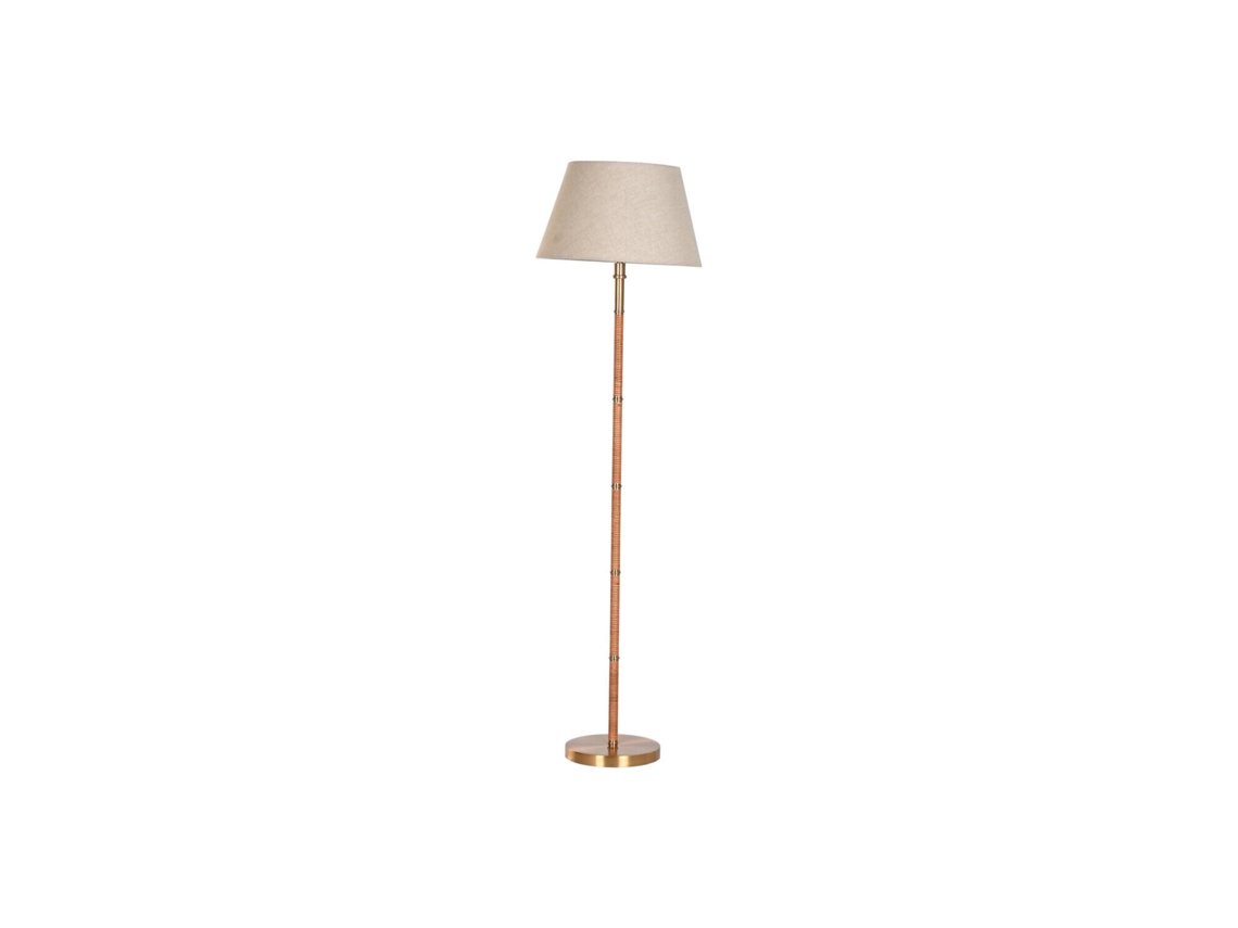 Lampara Pie Laton Ratán Natural 28x42x152cm