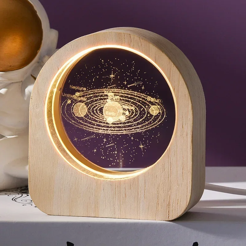 (sistema Solar) Adorno De Escritorio De Cristal Astronómico Del Sistema Solar Grabado Con Láser En 3d