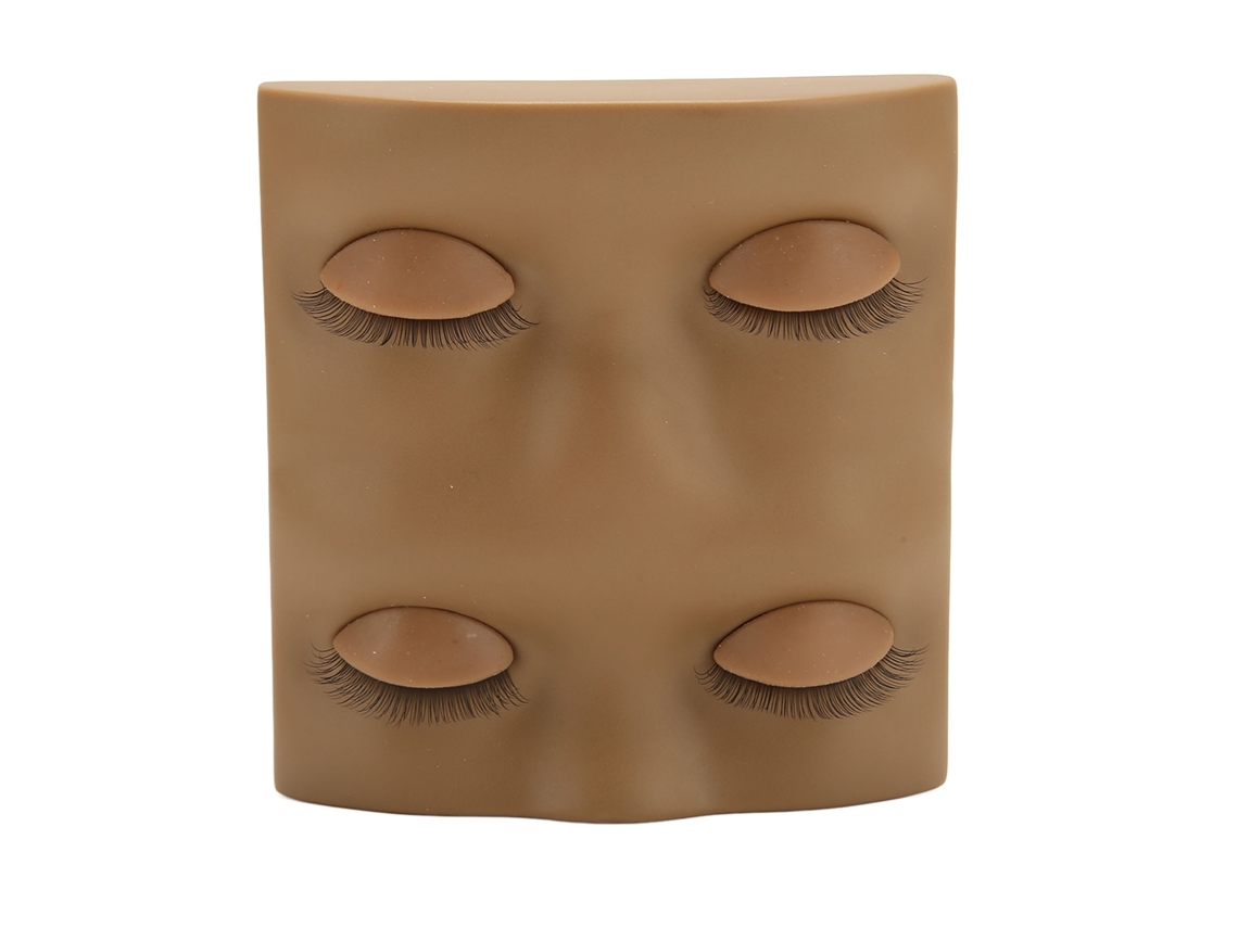 Cabeza De Muñeca Para Practicar La Aplicación De Pestañas, Con 2 Pares De Párpados De Repuesto, Color Marrón Oscuro, Dos Capas.