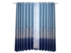 Elegantes cortinas ombré modernas con degradado para mantener la privacidad, fáciles de instalar, 100 x 250 cm, azules, diseño de doble capa para sala de estar.