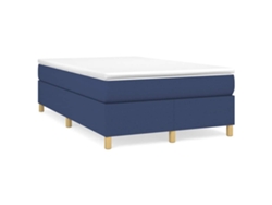 Cama Box Spring Con Colchón Tela Azul 120x190 Cm